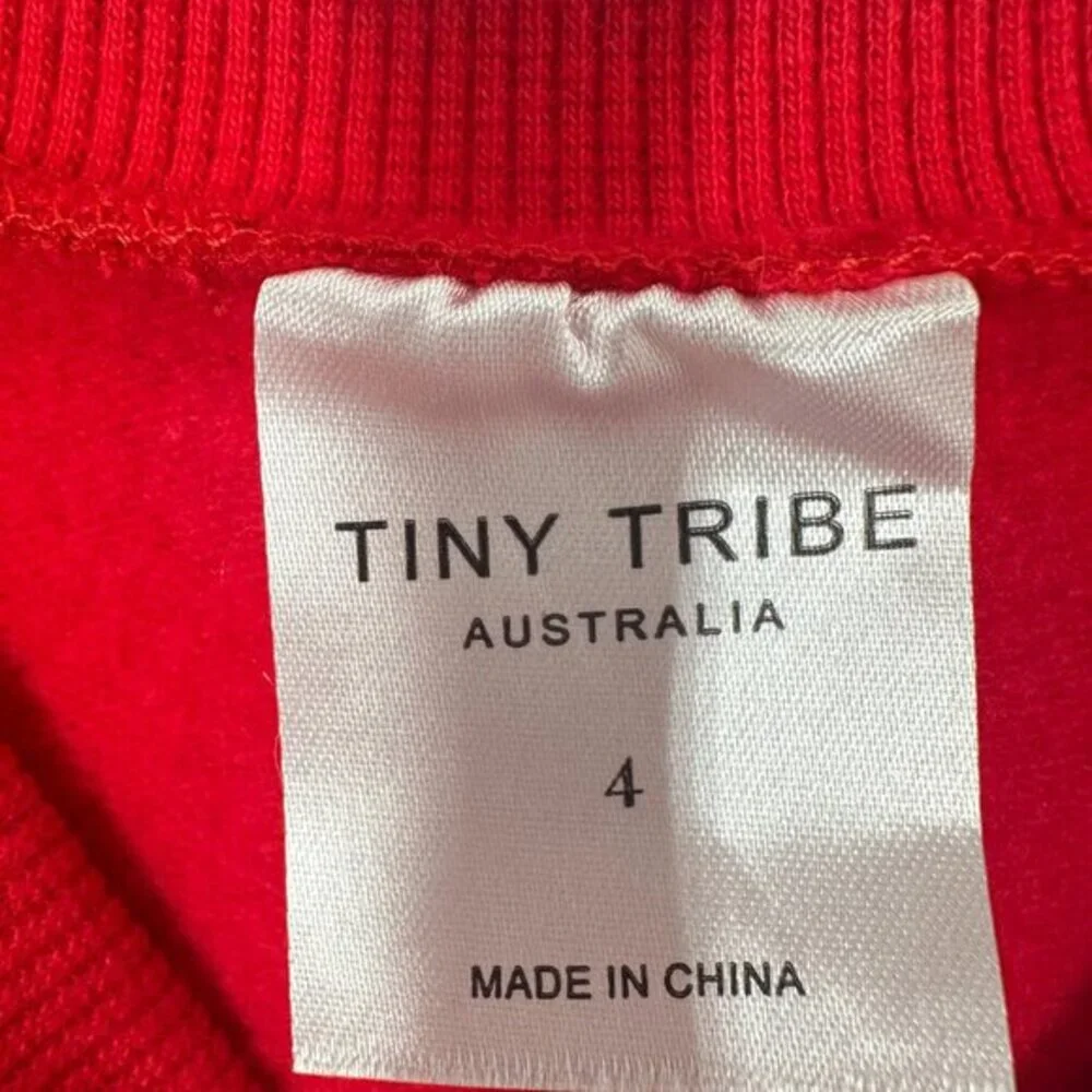 Tiny Tribe Australia Feelin' Jolly Vibrant Holiday Red‎ Christmas Sweatshirt NWT - Picture 7 of 7
